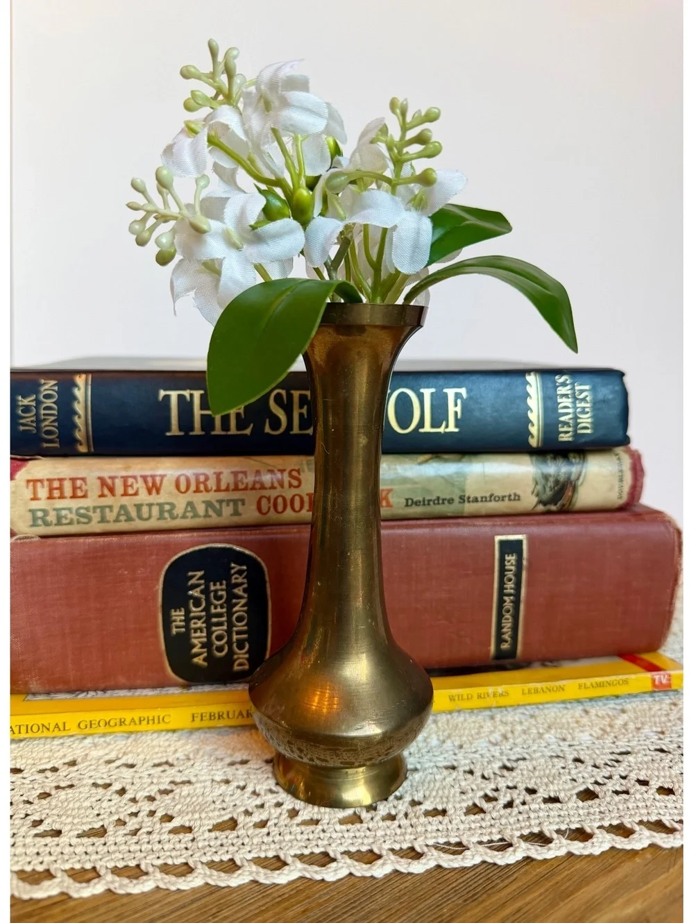 Vintage Solid Brass Bud Vase 5.5” Made in India Enesco Gold Brass Boho Decor